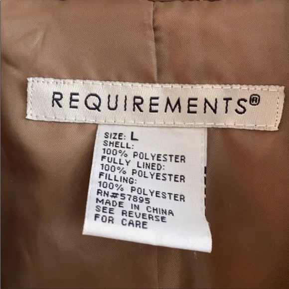 Requirements Embroidered Quilted Jacket Tan Sz L Perfect with a scarf - Picture 3 of 6